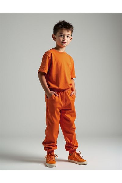 minojoy Levi Orange Cotton Boy T-Shirt