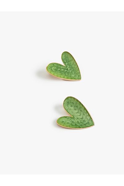 Koton Large Size Steel Heart Earrings