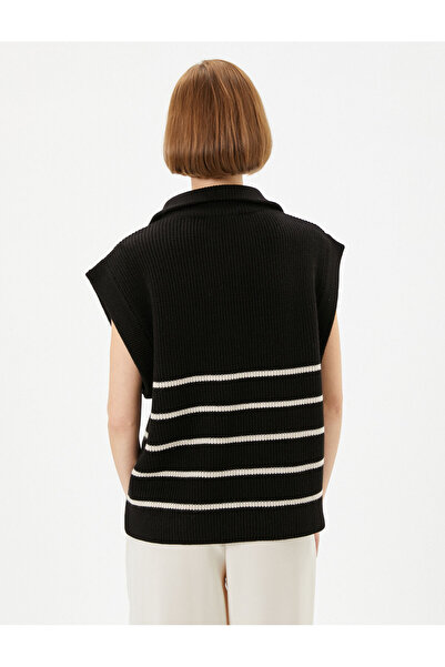 Koton Oversize Süveter Yarım Fermuarlı Dik Yaka Örgü