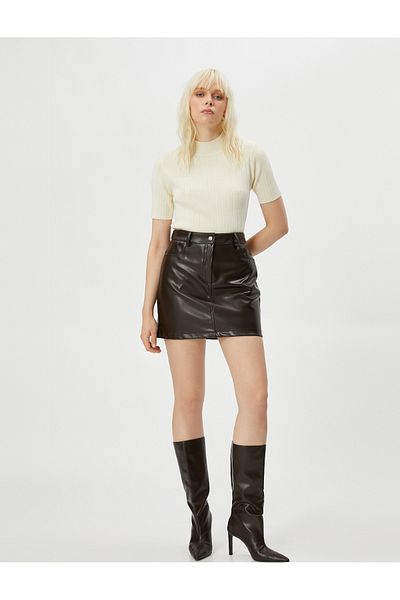 Koton Half Turtleneck Sweater Knitwear Ribbed Short Sleeve