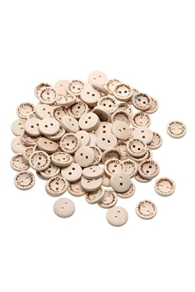 İthal 100 bucăți 20 mm butoane rotunde din lemn scrisă manual