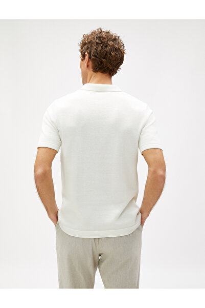 Koton Basic Pullover Polokragen Reißverschluss Kurzarm