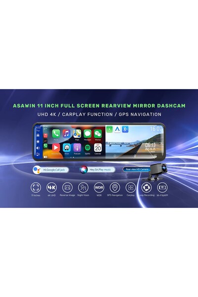 UralTeknik 11 Inç Ayna Ekran 4k Kamera Carplay Android Auto Miracast Airplay ...