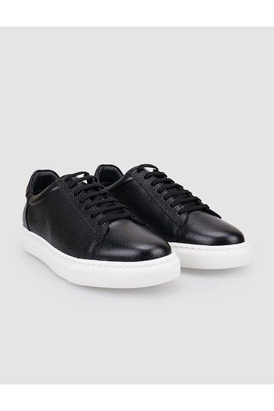 Cabani 100% Genuine Leather Black Lace-Up Men's Sports Shoes