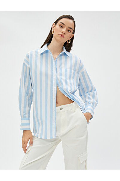 Koton Oversize popelínová košile s detailem do kapsy