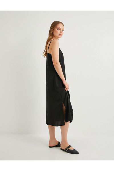 Koton Midi Strap Dress with Slit Detail