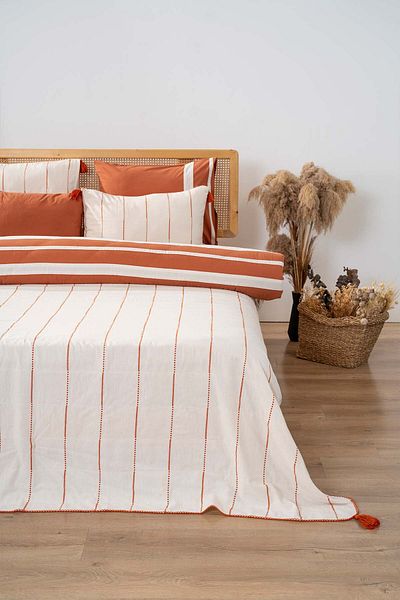 Rivaİstanbul Двоен калъф за завивка Eva Copper, 100% памук - Комплект от 7 части за зестра