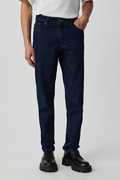GRIMELANGE BRUNO Erkek Regular Fit Rahat Kesim Kalın Dokulu Yıkama Efektli Magic Denim Koyu Mavi Jeans