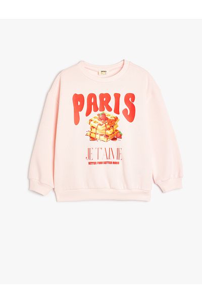 Koton Langärmliges Baumwoll-Sweatshirt mit Waffelmuster und Rundhalsausschnitt
