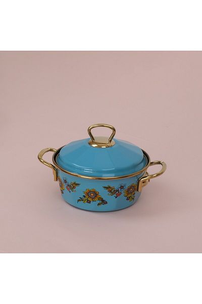 Glore Lorena Turquoise 16cm Enamel Pot with Lid