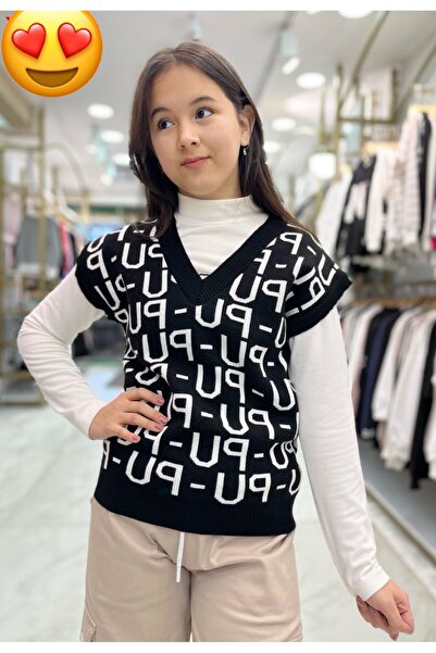 Minimoda Kids UP Yazılı Kız Triko Süveter