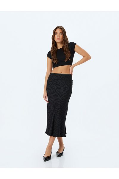 Koton Standard Waist Zebra Print Midi Skirt