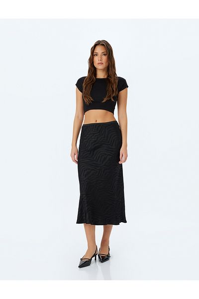 Koton Standard Waist Zebra Print Midi Skirt