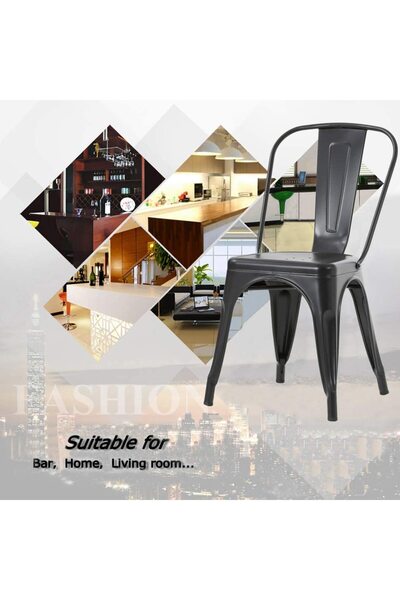 Mahmayi HYX503-1 Metal Stackable Dining Chairs for Indoor, Kitchen Chair - Bl...