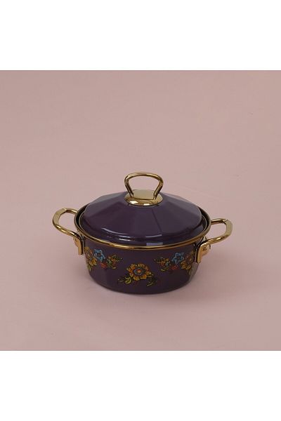 Glore Lorena Purple Enamel 16cm Pot with Lid