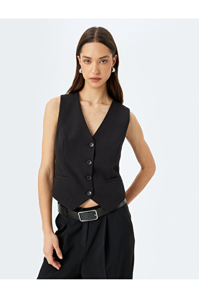 Koton V Yaka Düğmeli Blazer Yelek