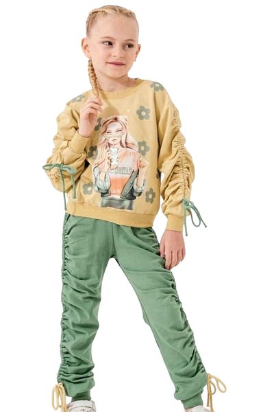 Moonstar Girl's Digital Print Side Drawstring Tracksuit Set