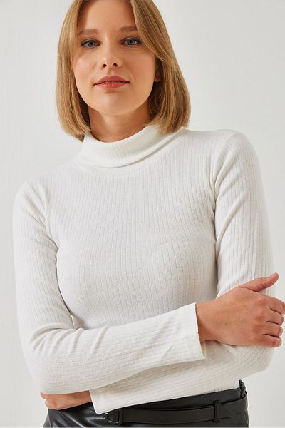 Bianco Lucci Bluză de bază cu gât țesut pentru femei 0009 60351047