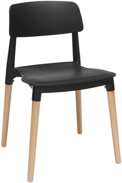 Mahmayi TJ HYL-088 أرجل خشبية مع كرسي طعام مصبوب من البلاستيك باللون الأسود (...