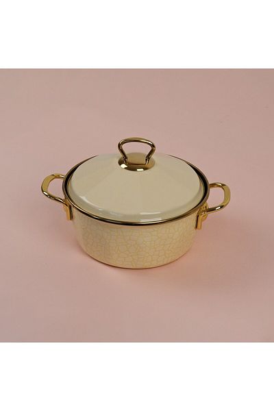 Glore Cream Textured Enamel 18cm Pot with Lid