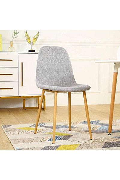 Mahmayi HYDC001 Washable Fabric Cushion Seat Back Dining Grey Chair - Set of 4