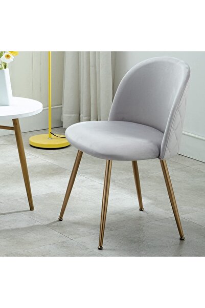 Mahmayi HYDC020 كرسي طعام مخملي رمادي لغرفة المعيشة (4 عبوات)