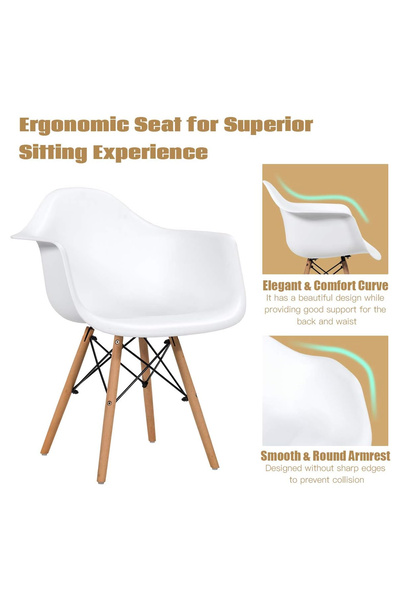 Mahmayi Ultimate Eames Style DAW ArmChair - White (Pack of 2)