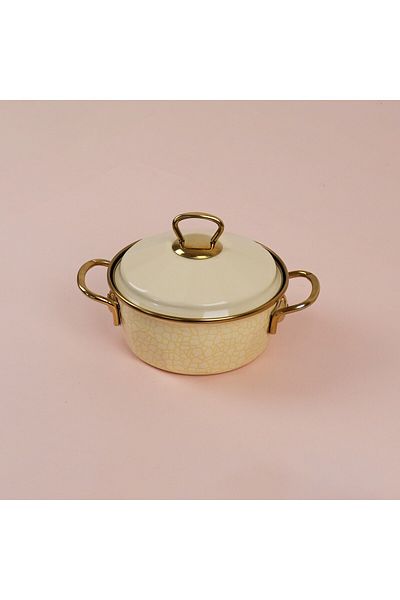 Glore Cream Textured Enamel 16cm Pot with Lid