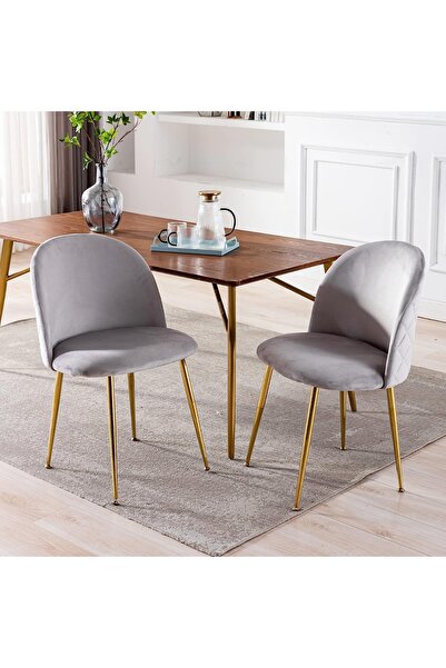Mahmayi HYDC020 كرسي طعام مخملي رمادي لغرفة المعيشة