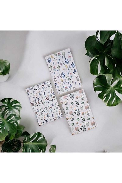Riyaz Dükkan Flowers2 - طقم دفتر ملاحظات مكون من 3 قطع، 14x21 سم، مقاس A5، مخطط
