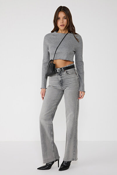 No Matter What Crew Neck Ribbed Knitwear Crop Top