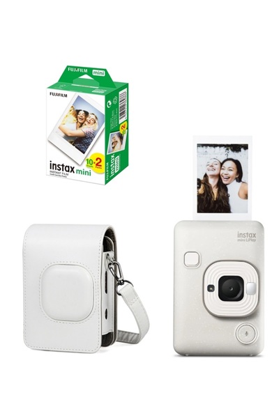 Fujifilm Instax Mini LiPlay Hybrid Misty White Fotoğraf Makinesi 20'li Film Liplay Uyumlu Çantalı Set