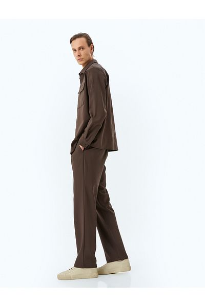 Koton Buttoned Chino Pocket Detailed Palazzo Loose Fabric Trousers