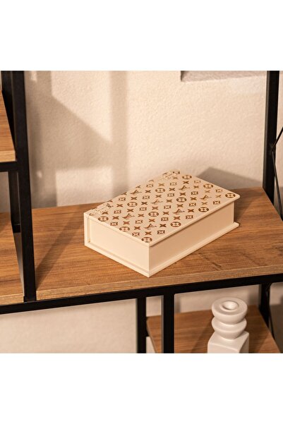 DEKORMED Decorative Book-Looking Box-Storage Box -Cream-