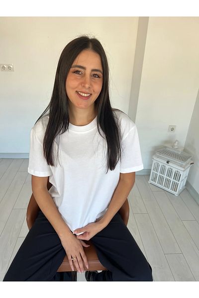 ABBRA Tricou pentru femei, 100% bumbac, cu cusături decorative