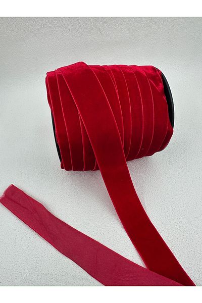 paşateks since 1995 şekil 3 cm Plain Velvet-Red-5 Meters-New Year's Package in Decoration-Pine Tree in Decoration