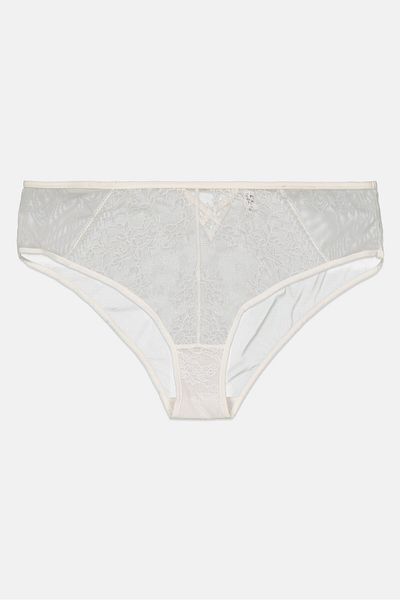 Etam Women Pull On Lace Shorty Panty, White
