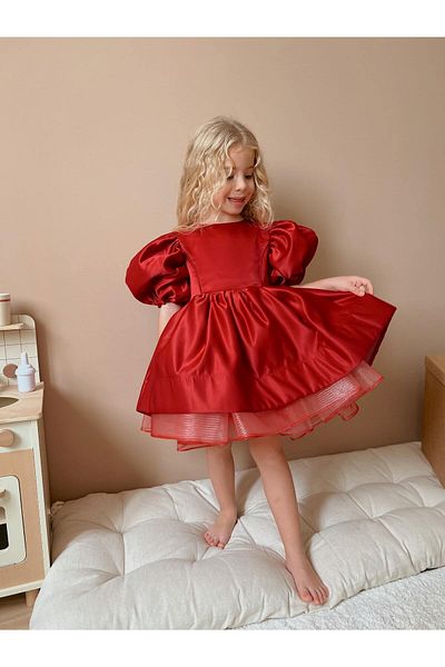 Linola Baby Kids Daisy Red Puffy Ballerina Dress