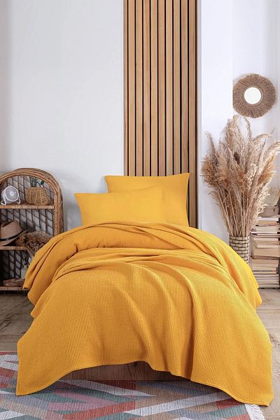 Eponj Home Ecocel Pike Single Blanket - 160X230 cm Karde Mustard
