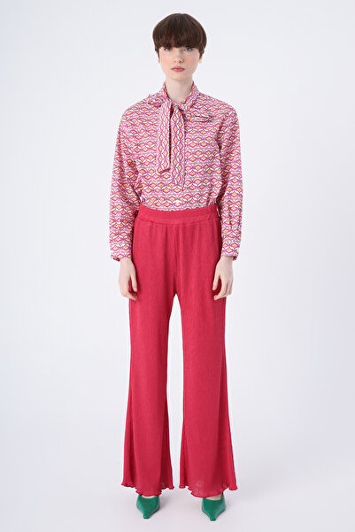 ALLDAY Fuchsia Pleated Wide Leg Elastic Waist Trousers