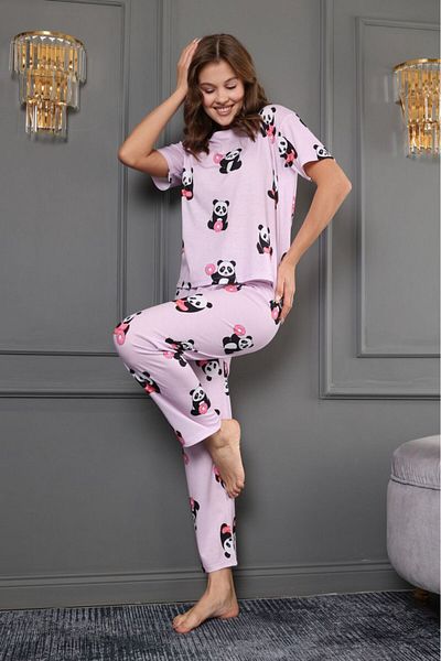 şuranur Wide Fit 100% Bamboo Patterned Pajama Set