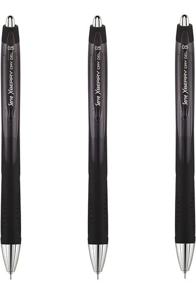 STOREMAX Ysstorex Xberry Gel Pen 05mm Needle Nib Black 01 Set of 3 Starcolxlection 655141
