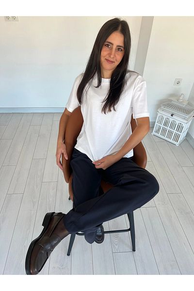 ABBRA Tricou pentru femei, 100% bumbac, cu cusături decorative