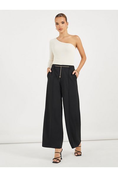 Styli Chain Detail Wide Leg Pants