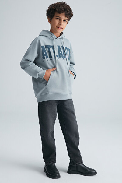 GRIMELANGE Roy chlapecká bavlněná šedá mikina s kapucí