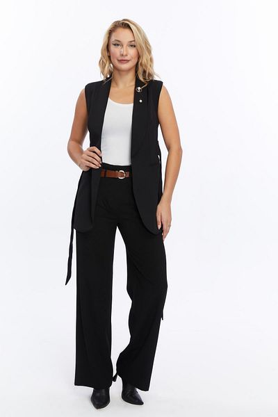 Appleline Women's Vest with Black Brooch Collar and Belt