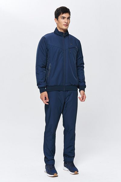 bilcee Men's Navy Blue Stand Collar Bottom Top Tracksuit Set 9849
