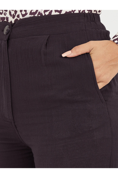 Styli High Rise Wide Leg Textured Trousers