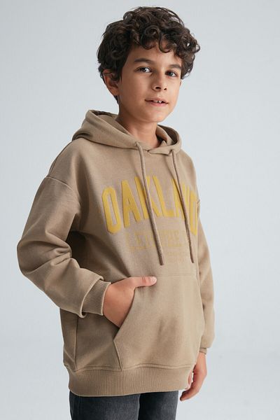 GRIMELANGE Φούτερ ROY Boy's 100% Cotton Hooded Mink