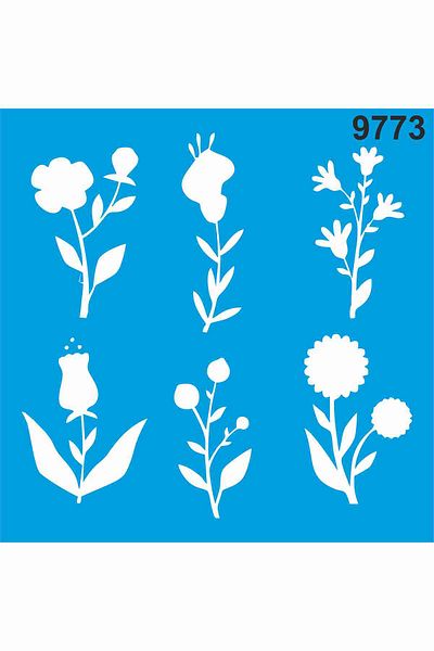 StencilSepeti 50X50 Model Flower Stencil Painting Template